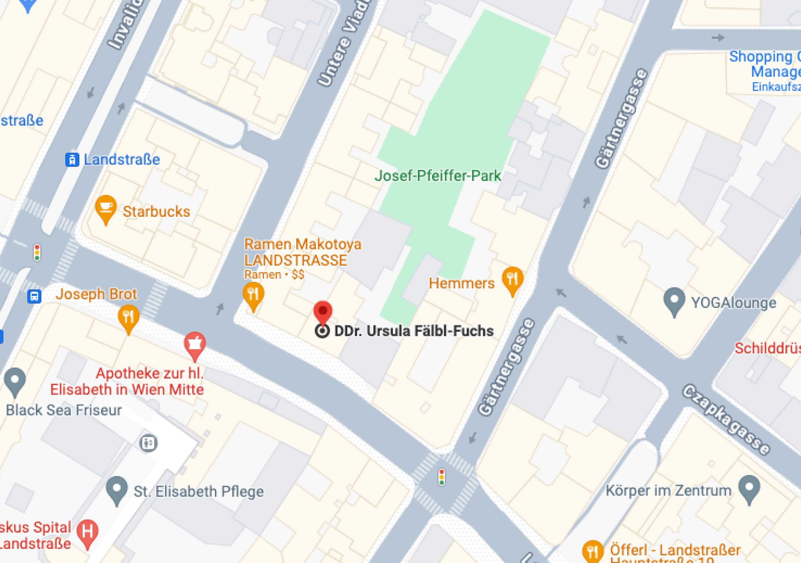Standort von Zahnärztin Wien - DDr. Ursula Fälbl-Fuchs